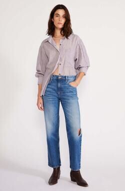 ETICA | Rae Midrise Straight Crop medium wash distressed sustainable denim jeans